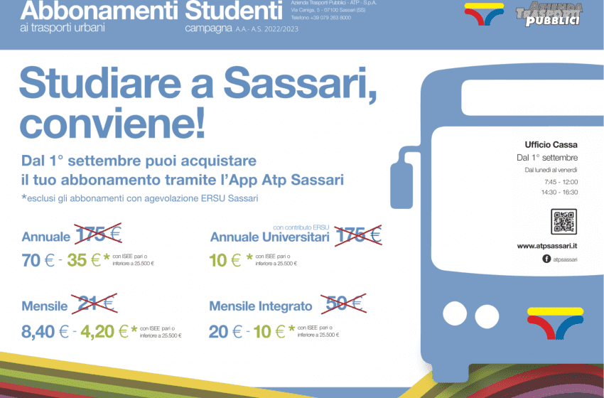  Sassari – Studiare all’Università, anche quest’anno si viaggia sui bus dell’ATP a soli 10 euro per 12 mesi