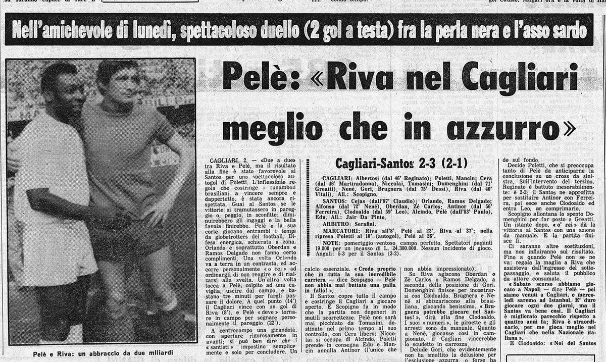  Amichevole di lusso al Sant'Elia dove il Cagliari di Riva sfida il Santos di Pelé