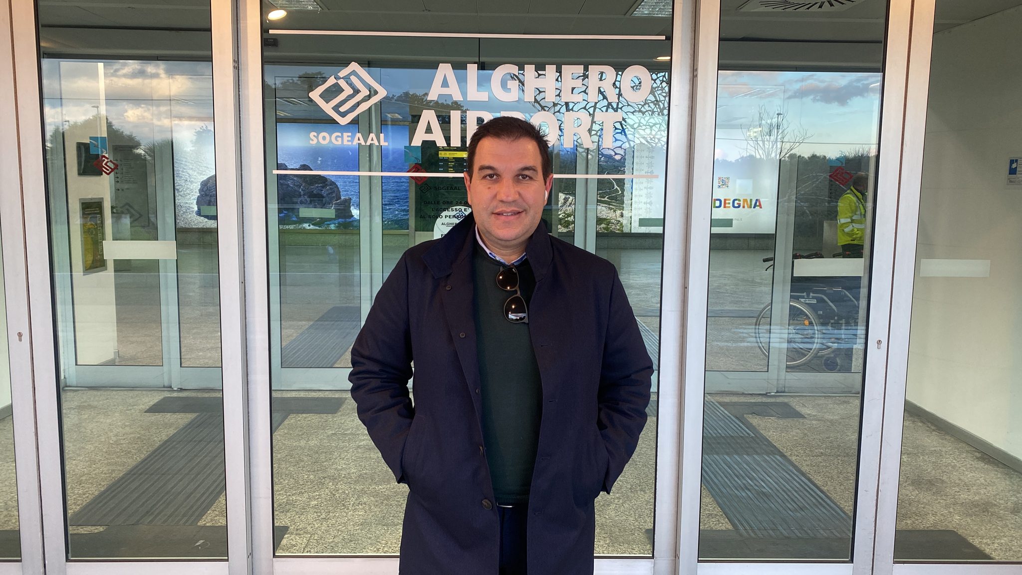 Alessandro Russu (FIT CISL) all'aeroporto di Alghero