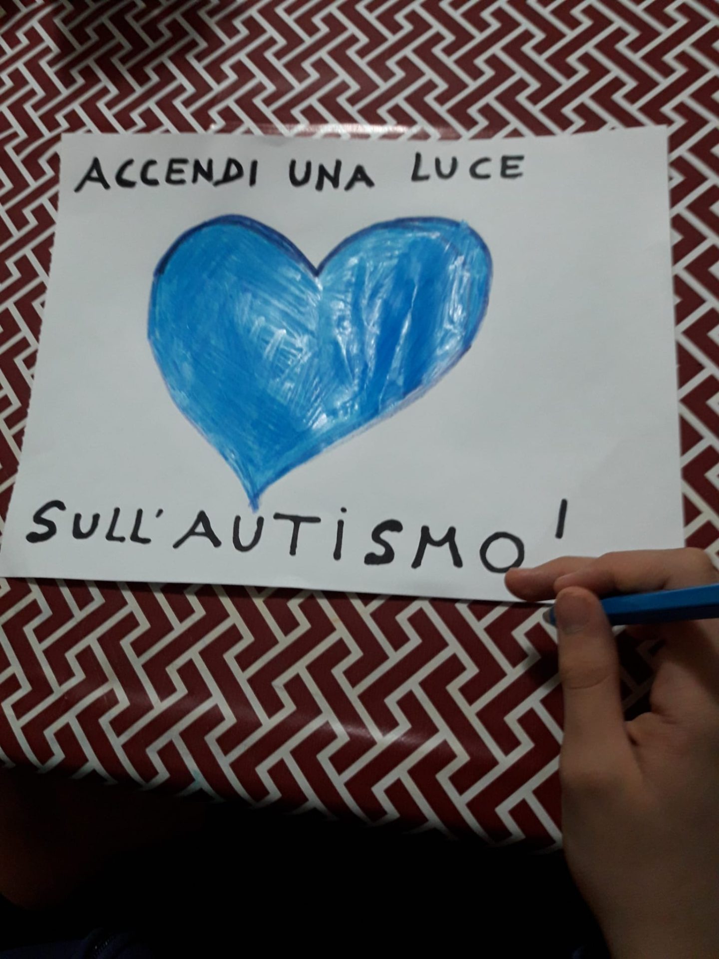 Disegno bambino "Accendi una luce sull'autismo"