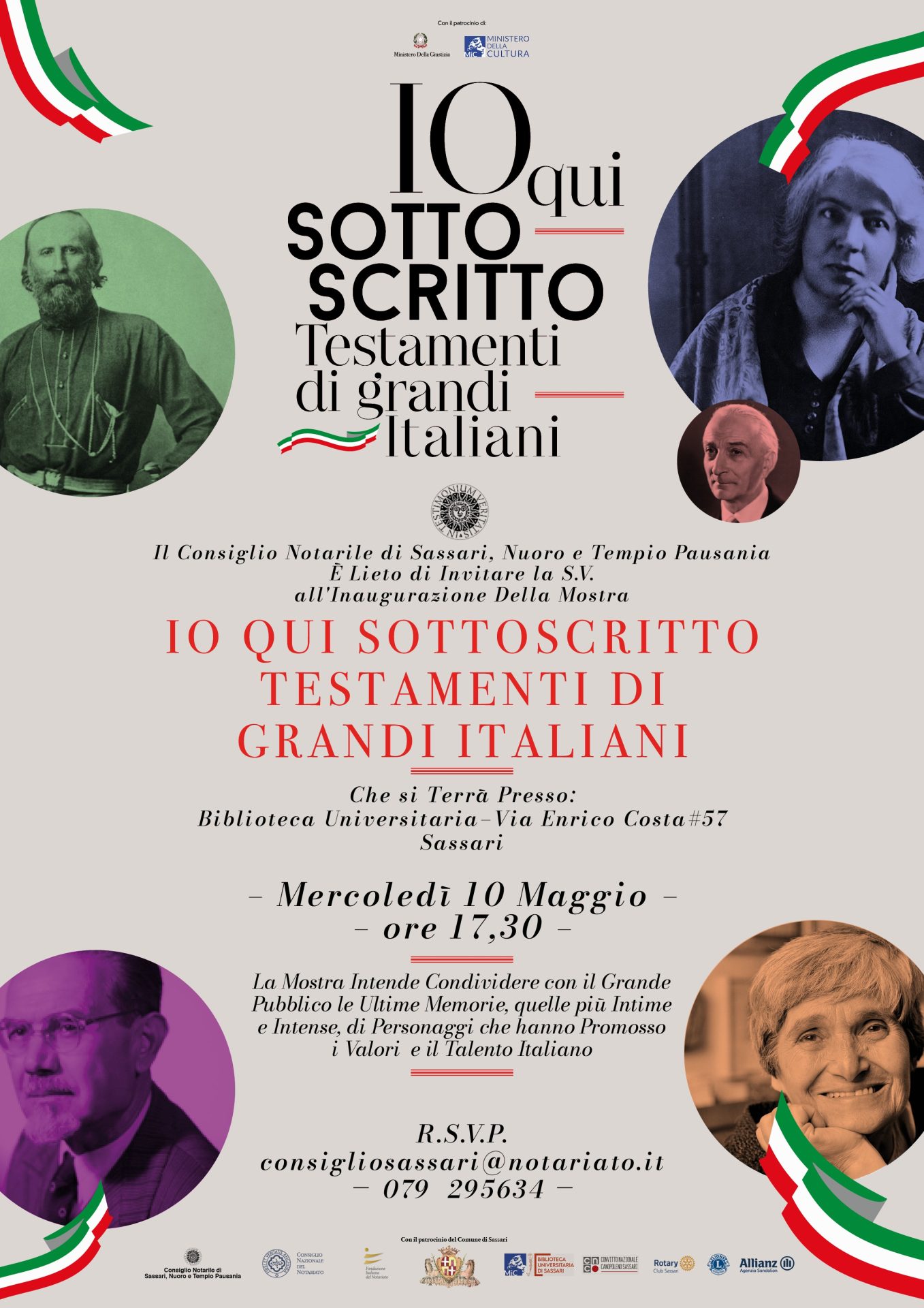 Locandina “Io qui sottoscritto. Testamenti di Grandi Italiani”.