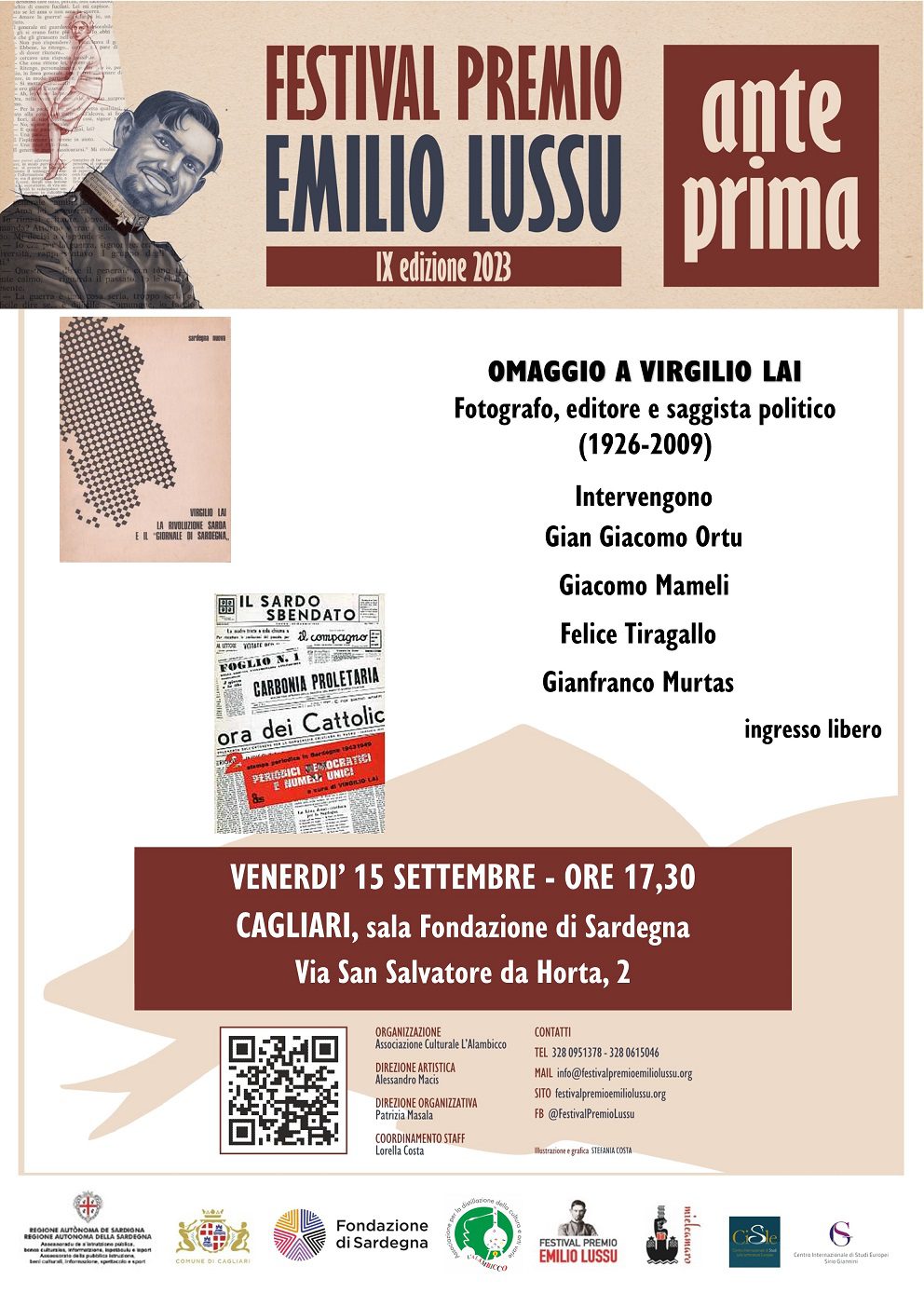 Cagliari -Per la rassegna Anteprime del Festival Lussu, venerdì un omaggio a Virgilio Lai