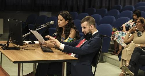 Discussione di laurea Gianluca Zamba, insieme con la cugina Francesca